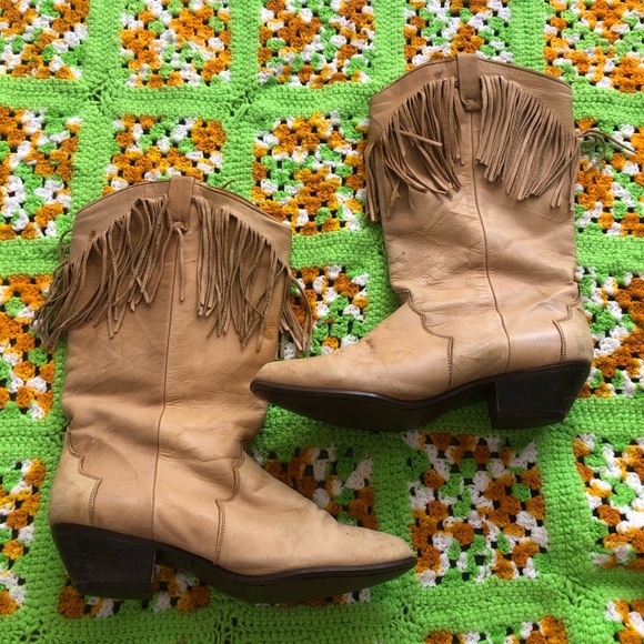 SOLD Vintage 70s Fringe Western Cowboy Boots - Picture 1 of 4